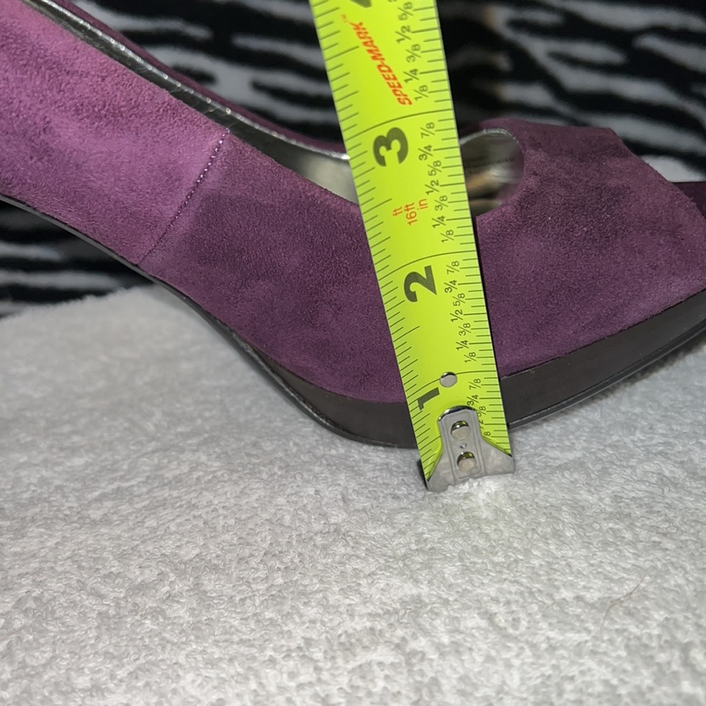 Style & Co Purple Peep Toe Leather Platform Heels Size 8 - Picture 12 of 13